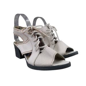 TMA Eyes Shoes Womens 40 Sandal Fashion Lace Up Leather White Block Heel Comfort